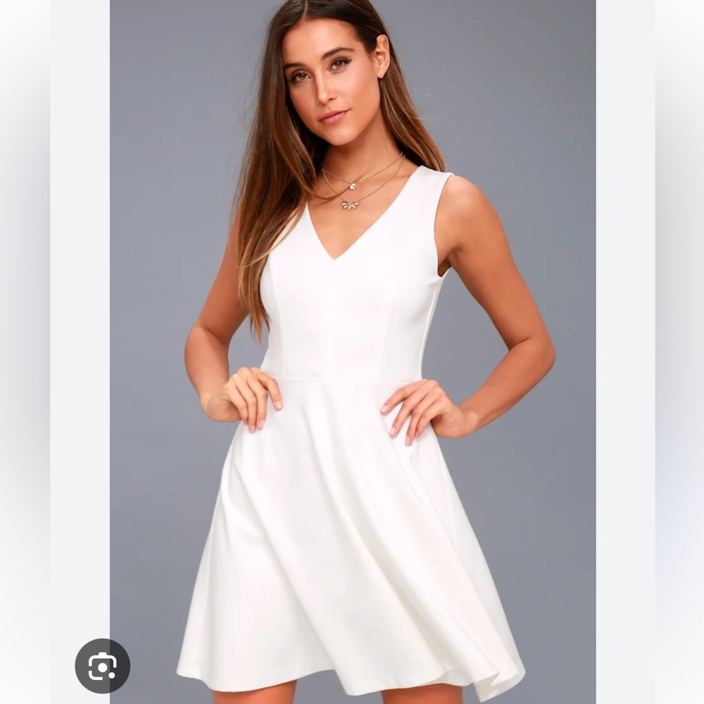 Lulu's White V-Neck Mini Dress